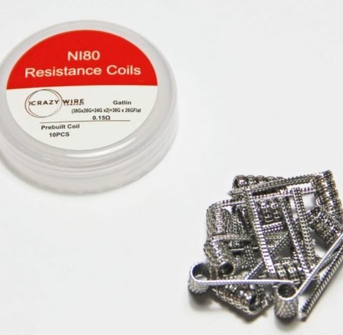 Crazy Wire Pre-Made Ni80 Gatlin Coils 0.15 Ω-Ni80 Gatlin Coils 0.15 Ω