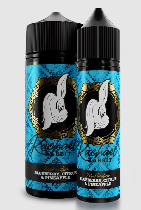 Rachael Rabbit Blueberry, Citrus & Pineapple Ansicht 60ml und 100ml Flasche Rachael Rabbit Blueberry, Citrus & Pineapple