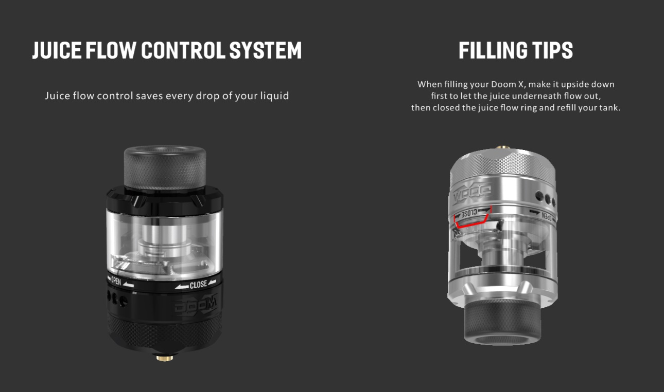 Damn Vape Doom X RTA Ansicht Liquidkontrolle